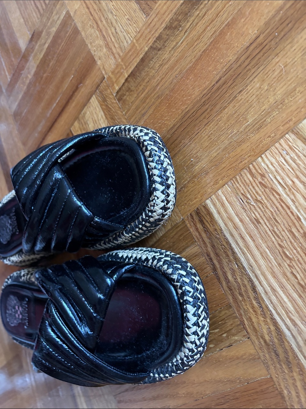 Vince Camuto Black Braided-Trim Slide Mules - Picture 9 of 12